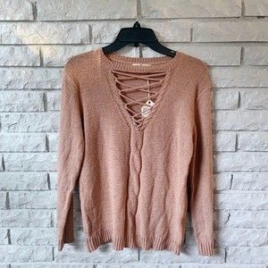 NWT Entro Lace Up Sweater - super soft- size Small
